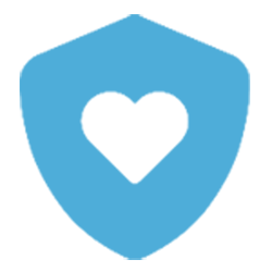 A blue heart is on the back of a shield.